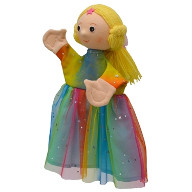 Εικόνα της Γαντόκουκλα Κοριτσάκι με Πολύχρωμο Φόρεμα