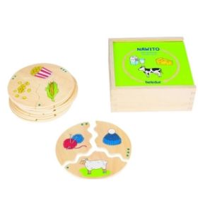 Beleduc 11560 Nawito Παραγωγή – Σετ 10 ξύλινων εκπαιδευτικών παζλ (3 κομμάτια καθένα) για κατανόηση παραγωγικών διαδικασιών σε παιδιά