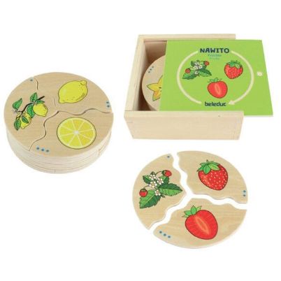 Beleduc 11581 Nawito Φρούτα – Σετ 10 ξύλινων εκπαιδευτικών παζλ (3 κομμάτια καθένα) για εξέλιξη φρούτων από σπόρο έως ωρίμανση σε παιδιά