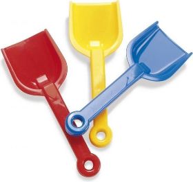Το Dantoy 1120 Φτυαράκι 24cm για παιδιά από 3 ετών, στα 3 διαθέσιμα χρώματα (κόκκινο, κίτρινο, μπλε), σε λευκό φόντο.