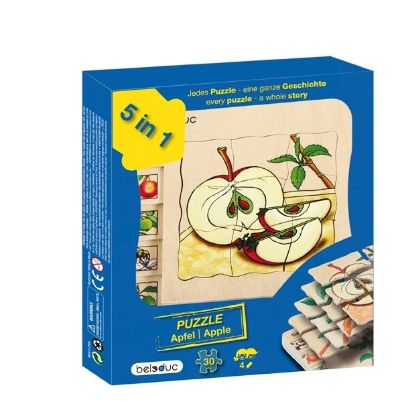 Beleduc 17039 Παζλ Εξέλιξης Μήλο – Ξύλινο παζλ 5 επιπέδων για ανάπτυξη μήλου από σπόρο έως ωρίμανση σε παιδιά