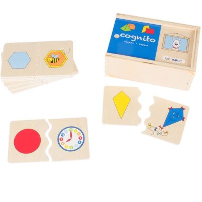 Beleduc 11540 Cognito – Ξύλινη κασετίνα δραστηριοτήτων για σχήματα 2D & 3D, με αυτοδιόρθωση και εμπλουτισμό λεξιλογίου σε παιδιά