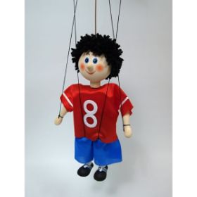 Η Ξύλινη Μαριονέτα Ποδοσφαιριστής (20cm) - All Toys 18101 για παιχνίδι μίμησης από 3 ετών, σε λευκό φόντο.