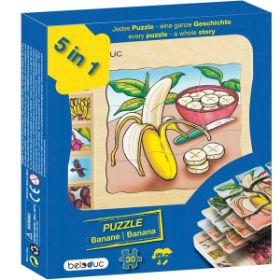 Beleduc 17049 Παζλ Εξέλιξης Μπανάνα – Ξύλινο παζλ 5 επιπέδων για ανάπτυξη μπανάνας και ανάπτυξη λόγου σε παιδιά