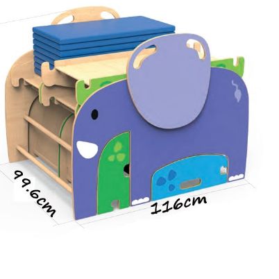 Ξύλινο πολυόργανο αναρρίχησης Beleduc 18021 Wild Climber σε σχήμα ελέφαντα με στρώματα και ξύλινα μέρη.