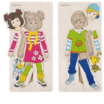 Beleduc 17058 Παζλ Anika & Denis – Σετ 2 ξύλινων παζλ ανακάλυψης σώματος (2 επίπεδα, 13 κομμάτια) για εξοικείωση με τα τμήματα του σώματος σε παιδιά