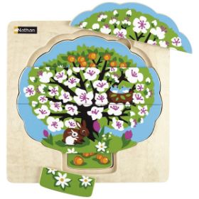 Το ξύλινο παζλ επιπέδων Nathan 332911 που απεικονίζει τη διαδοχή των 4 εποχών του χρόνου για παιδιά από 3 ετών.