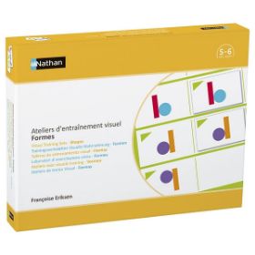 Το κουτί συσκευασίας του εκπαιδευτικού παιχνιδιού οπτικής διάκρισης Σετ Οπτικής εξάσκησης-Σχήματα Nathan 340509 για παιδιά 5-6 ετών.