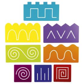 Το σετ Nathan 340501 Στένσιλ Προγραφής με τα 8 διαφορετικά πλαστικά μοτίβα σχεδίασης για παιδιά 4 ετών.