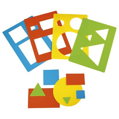 Το σετ γεωμετρίας και μεγεθών Nathan 340500 Στένσιλ Γεωμετρικά Σχήματα με τα 4 πλαστικά πλαίσια σχεδίασης για παιδιά 4 ετών.