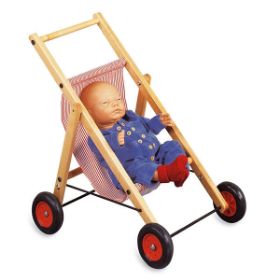 Το ξύλινο καρότσι κούκλας Nathan 371068 από λουστραρισμένο ξύλο σε φυσικό χρώμα.