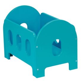 Το μπλε ξύλινο κρεβάτι κούκλας Nathan 371226 της σειράς Vitamin σε πλήρη προβολή.