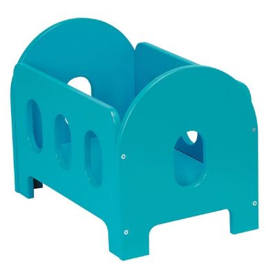 Το μπλε ξύλινο κρεβάτι κούκλας Nathan 371226 της σειράς Vitamin σε πλήρη προβολή.