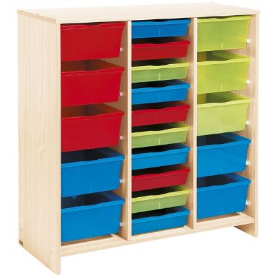 Η μονάδα Nathan 372135 με τα 20 χρωματιστά συρτάρια (10 ρηχά και 10 βαθιά) σε λευκό σκελετό μελαμίνης.