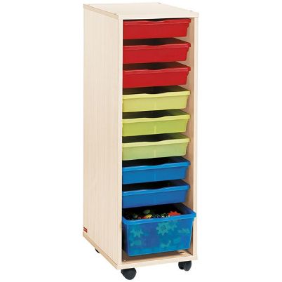 Η τροχήλατη συρταριέρα Nathan 372143 με τα 9 πολύχρωμα συρτάρια σε πλήρη ανάπτυξη.