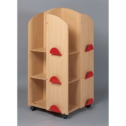 Ο τροχήλατος πύργος βιβλίων Nathan 372465 με τον κόκκινο μεταλλικό σκελετό και τα 12 ράφια.