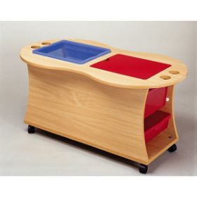 Το τροχήλατο τραπέζι δραστηριοτήτων Nathan 372477 με τα 4 διαφανή κουτιά και τα χρωματιστά καπάκια.