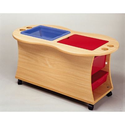 Το τροχήλατο τραπέζι δραστηριοτήτων Nathan 372477 με τα 4 διαφανή κουτιά και τα χρωματιστά καπάκια.