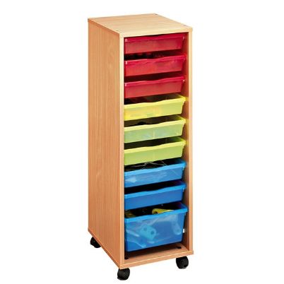 Η τροχήλατη συρταριέρα Nathan 372479 με τα 9 χρωματιστά συρτάρια σε πλήρη διάταξη.