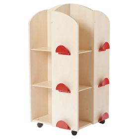 Ο τροχήλατος πύργος βιβλίων Nathan 372553 με τα 12 ράφια και τον κόκκινο μεταλλικό σκελετό.