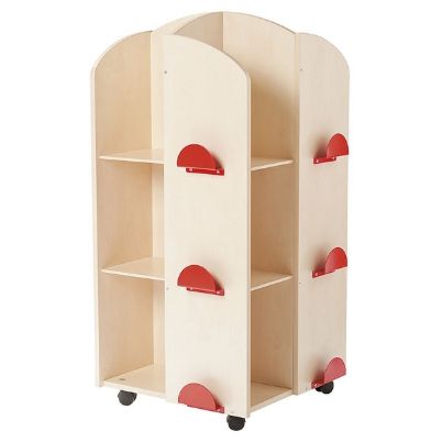 Ο τροχήλατος πύργος βιβλίων Nathan 372553 με τα 12 ράφια και τον κόκκινο μεταλλικό σκελετό.