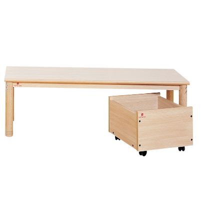 ο παγκάκι εσωτερικού χώρου Nathan 372754 με τροχήλατο κουτί οργάνωσης από κάτω.