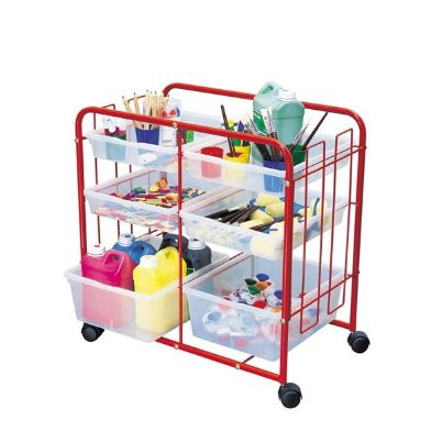 Το μεταλλικό κόκκινο τρέιλερ ζωγραφικής Nathan 372902 με τα 6 διάφανα πλαστικά συρτάρια.