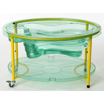 Η διαφανής λεκάνη άμμου και νερού Nathan 373007 με τη μεταλλική βάση και τα ροδάκια.