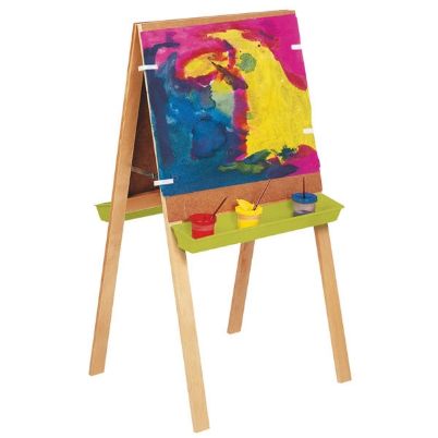 Το ξύλινο καβαλέτο διπλής όψεως Nathan 373138 με τη βάση οξιάς και τα αποθηκευτικά ράφια.