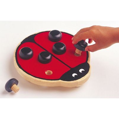 Κοντινό πλάνο στον χειρισμό μιας ξύλινης βίδας διαμέτρου 2cm στην πασχαλίτσα 375073.