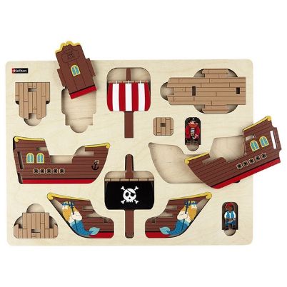 Τα 13 ξύλινα κομμάτια του παζλ 387221 πριν τη συναρμολόγηση επάνω στη βάση τους.