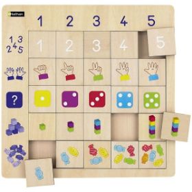 Το ξύλινο παζλ λογικής Nathan 387169 με τον πίνακα διπλής εισόδου για σχήματα και χρώματα.