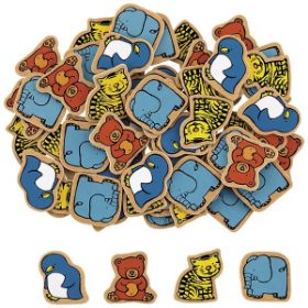 Το πλήρες σετ Nathan 388406 με τα 60 πολύχρωμα ξύλινα ζωάκια αρίθμησης.