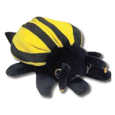 Η κίτρινη και μαύρη λούτρινη γαντόκουκλα Μέλισσα Beleduc 40036 με τα διάφανα φτερά και το φιλικό πρόσωπο.