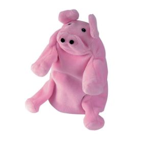 Η ροζ λούτρινη γαντόκουκλα Γουρούνι Beleduc 40113 με το φιλικό πρόσωπο και τη χαρακτηριστική μύτη.