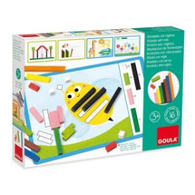 Εκπαιδευτικό σετ Goula 453157 με 48 ξυλάκια Cuisinaire σε διάφορα χρώματα και μήκη, μαζί με κάρτες δραστηριοτήτων για την εκμάθηση της αριθμητικής και των μεγεθών.