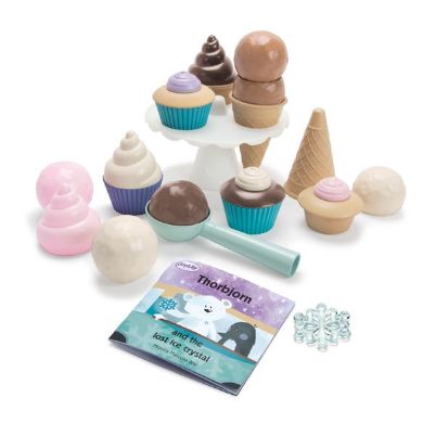 Εκπαιδευτικό σετ παγωτών και cupcakes Dantoy Thorbjorn 26 τεμαχίων με βιβλίο ιστορίας για δημιουργικό παιχνίδι ρόλων.