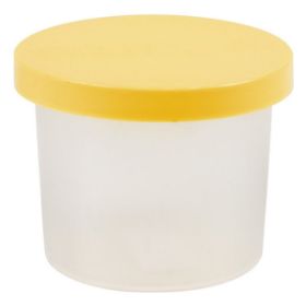 Το κυπελάκι για Μπογιά 125ml 512268 Heutink, με το κίτρινο καπάκι και τη διαφανή βάση, σε λευκό φόντο.