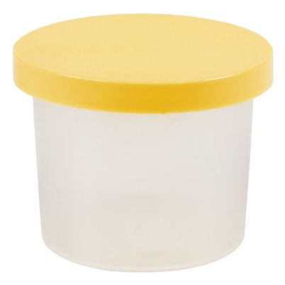 Το κυπελάκι για Μπογιά 125ml 512268 Heutink, με το κίτρινο καπάκι και τη διαφανή βάση, σε λευκό φόντο.