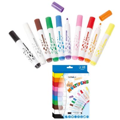 Το σετ 10 πολύχρωμων μαρκαδόρων Beleduc 52010 Multipens στην αρχική τους συσκευασία.