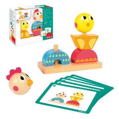 Ξύλινο εκπαιδευτικό παιχνίδι Goula 53154 με βάση και βιδωτά εξαρτήματα σε διάφορα σχήματα και χρώματα για την εξάσκηση των κινήσεων των δακτύλων.