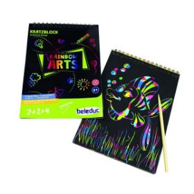 Το μαύρο τετραδιάκι ζωγραφικής scratch art Beleduc 53080 με το ειδικό ξυλάκι.