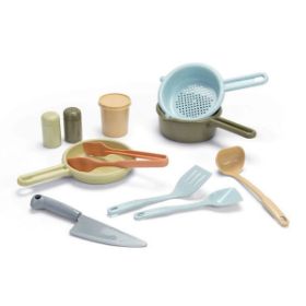 Οικολογικό σετ κουζινικών Dantoy BIO 12 τεμαχίων από bio-plastic σε παστέλ χρώματα για εκπαιδευτικό παιχνίδι ρόλων.