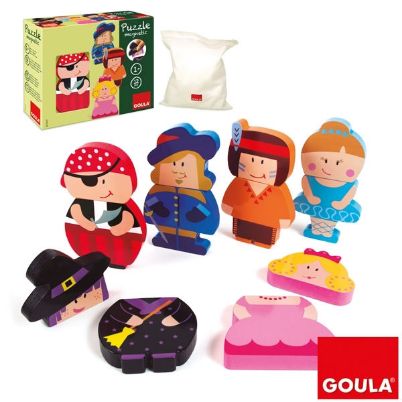 Ξύλινο σετ Goula 55237 με 6 μαγνητικά πρόσωπα, 2 κομματιών το καθένα, ιδανικό για τη δημιουργία χαρακτήρων και την ανάπτυξη της φαντασίας.