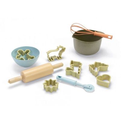 Οικολογικό σετ ζαχαροπλαστικής Dantoy BIO 11 τεμαχίων από bio-plastic σε παστέλ χρώματα για εκπαιδευτικό παιχνίδι ρόλων.