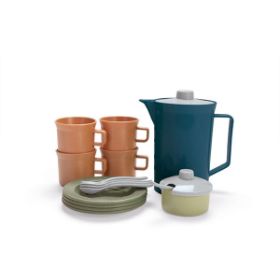 Οικολογικό σερβίτσιο καφέ Dantoy BIO 17 τεμαχίων σε παστέλ χρώματα, κατασκευασμένο από βιώσιμο πλαστικό για ομαδικό παιχνίδι.