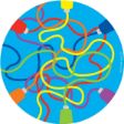 Ο Kit for Kids MAT087 – Στρογγυλός Οικολογικός Τάπητας "Χρώματα" με Αντιολισθητική Βάση (O 2m), σε λευκό φόντο.