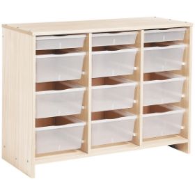 Η μονάδα αποθήκευσης Nathan 372140 με τα 12 διαφανή πλαστικά κουτιά σε λευκό σκελετό μελαμίνης.