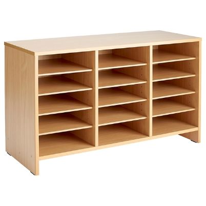 Η χαμηλή μονάδα Nathan 372265 με τα 15 ράφια οργάνωσης σε φυσικό χρώμα μελαμίνης.