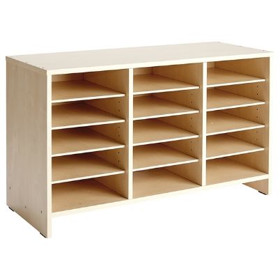 Η χαμηλή μονάδα Nathan 372266 με τα 15 ράφια αποθήκευσης σε φυσικό χρώμα μελαμίνης.